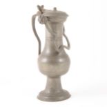A French pewter wine flagon, 18th century