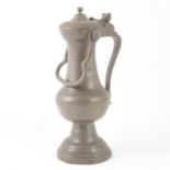 A French pewter wine flagon, 18th century