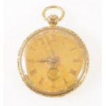 A small 18 carat yellow gold small open face pocket watch