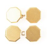 A pair of 18 carat yellow gold engine turned octagonal chain link cufflinks.
