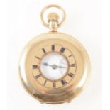 J W Benson London - a 9 carat yellow gold demi-hunter pocket watch,