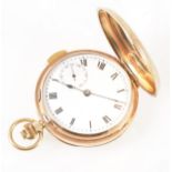 A 9 carat yellow gold quarter hour repeating full hunter pocket watch.