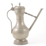 A Swiss pewter wine flagon, late 18th century
