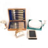 A quantity of silver-plated wares and cased sets of cutlery.