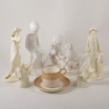 A collection of decorative ceramics, including Worcester, Spode, and Coalport.