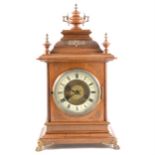 A German stained beechwood mantel clock,