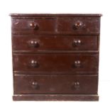 A Victorian stained pine chest of drawers,