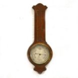 A 1930s oak cased banjo barometer, signed Negretti & Zambra