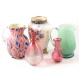 A selection of coloured glass and other ceramics
