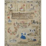 A Victorian sampler, by Sarah Jane Adams aged 9 years, 1845.