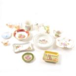 A miniature Royal Worcester tyg and similar twin-handled loving cup, etc