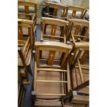 A set of six beech and mixed wood Chapel chairs