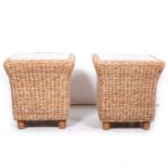 A pair of contemporary woven rush pedestals