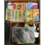 Toys and children's books; including one box of 1960s Enid Blyton books, action figures, Robo-Cop,