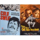 UK Quad film poster; Cold Sweat / The New One Armed Swordsman double-bill, staring Charles Bronson