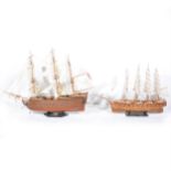 Two large model ships; scratch-built with rigging and sales, Nelson's 'Victory' one stand, 120cm,