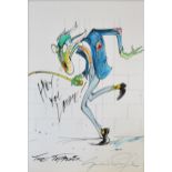 Gerald Scarfe; The Teacher, pencil signed print, art work for Pink Floyd's The Wall, framed and