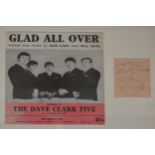 The Dave Clark Five; signed page by Dave Clark mounted, framed and glazed with a cover from sheet