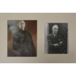 Christopher Lee; two framed signed photos, one a colour 10x8inch as Dracula, the other a smaller