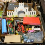 Die-cast models and toys; a good quantity including Dinky, Matchbox and others, along with two toy