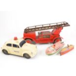 WITHDRAWN Tin-plate and battery operated toys; four including two tin-plate speedboats, fire e