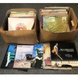 Two boxes of vinyl record LPs; aprox 80 including Bruce Springsteen, Queen etc