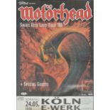 Motorhead; Snake Bite Love Tour 98 original poster, Sonntag 24/05/1998 Koln E-Werk, framed and