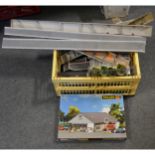 Two boxes of OO and HO model railway track-side scenery