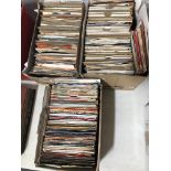 Three boxes of aprox 400+ mixed 7" single records, Small Faces, Freddie and the Dreamers etc.