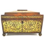 A Regency rosewood and boulle work tea caddy