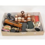 Sewing Interest - two cotton reel holders with reels,