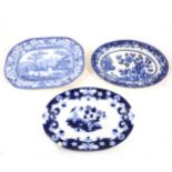 Collection of blue and white pottery meat plates.