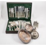 Silver plated canteen of cutlery, Kings pattern;