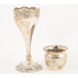A silver vase by Mappin & Webb,London 1916, and small silver pot.