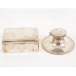A silver cigarette/jewel box and a capstan inkwell.