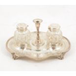 A Victorian silver two bottle inkstand by Martin, Hall & Co (Richard Martin & Ebenezer Hall),