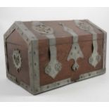 An oak and electroplate medieval style casket, and two 19th century bibles