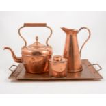 An assortment of copper and brass ware