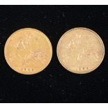 Two Edward VII gold half Sovereign coins, 1906 and 1909, (2).