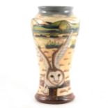 A limited edition vase with Barn Owl in flight, by Anji Davenport for Moorcroft Pottery