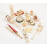 Sewing Interest - a collection of bone and early 20th century ivory items.