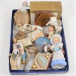 A collection of vintage sewing requisites and other advertising related items.