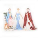 Two Royal Doulton figures and a Worcester figure