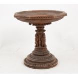 An octagonal carved wood tazza