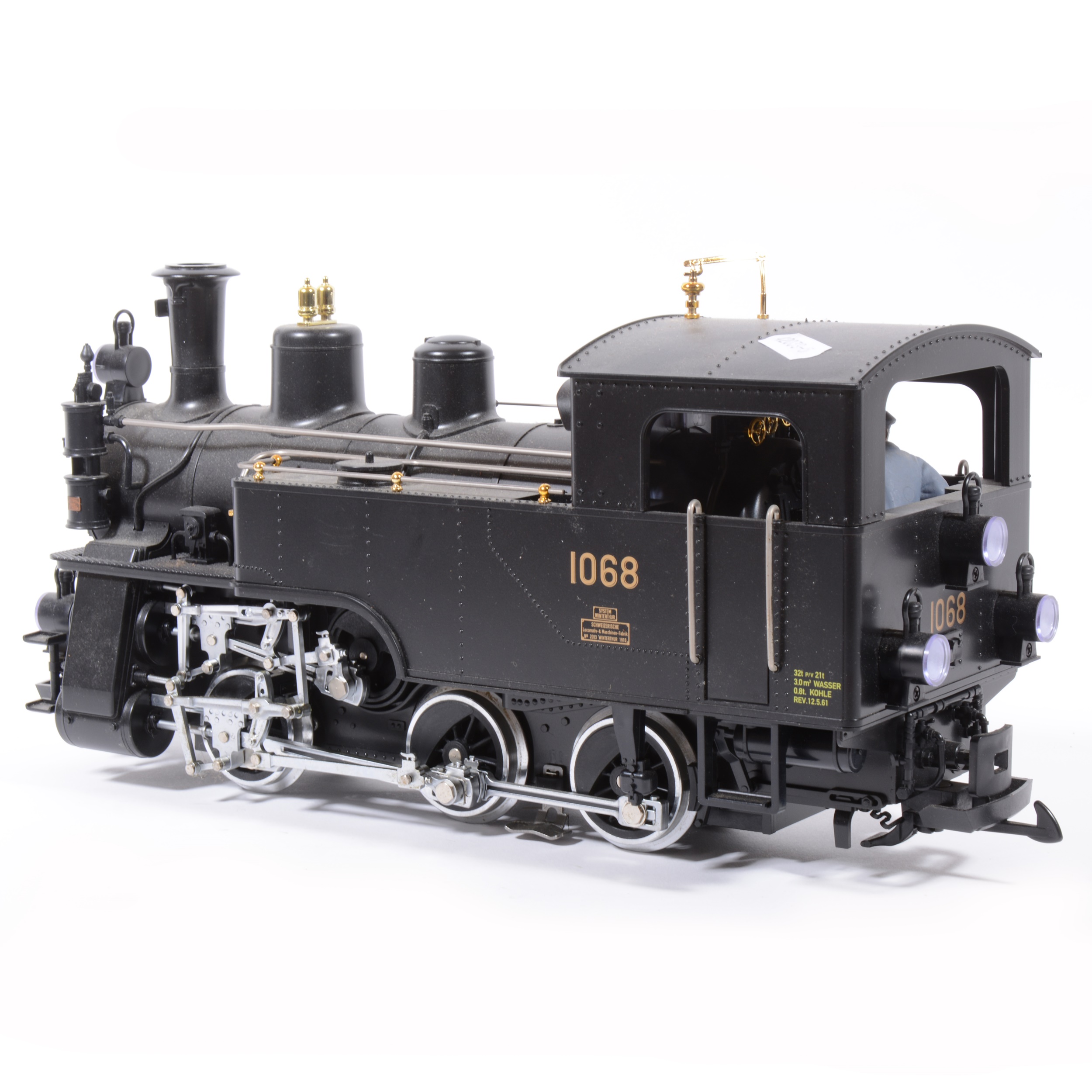 LGB electric, G scale, Swiss locomotive 0-6-0 plain black no.1068. - Image 2 of 2