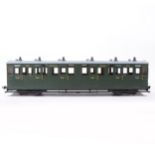 Accucraft G scale passenger coaches, Lynton & Barnst bogie R19-20, R19-21, R19-19, and a W&L