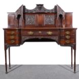 Late Victorian stained beechwood writing table,