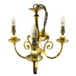 Three lacquered brass three-light ceiling lights