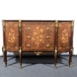 An Italian reproduction inlaid and marquetry sideboard