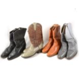 Four pairs of cowboy style boots.